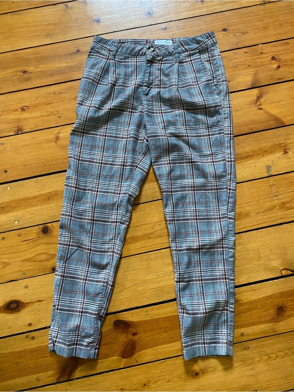 Oxford trousers by cotton on size 30 high waist pleated front plaid